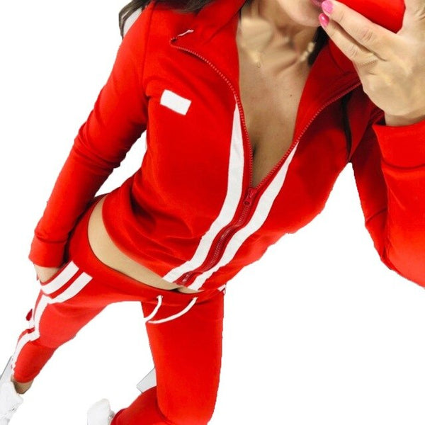 Fashion Women Sports Suits Solid Print