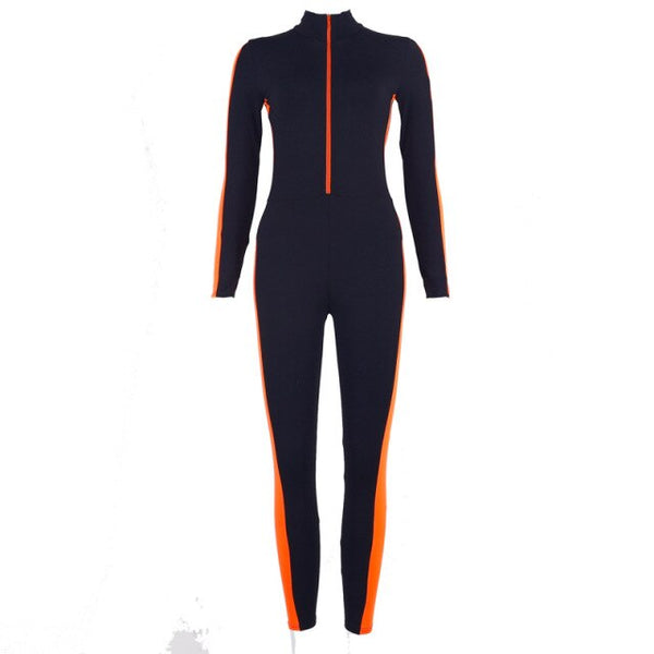 NORMOV Sport Suit Women Fitness Jumpsuits Gym Clothing Sexy V-Neck One-piece Tracksuit Patchwork Running Set Yoga Sets Workout