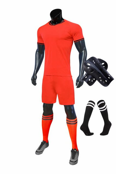 Men running Training Uniforms set with socks and shin guard