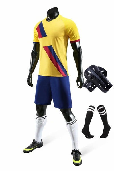 Men running Training Uniforms set with socks and shin guard