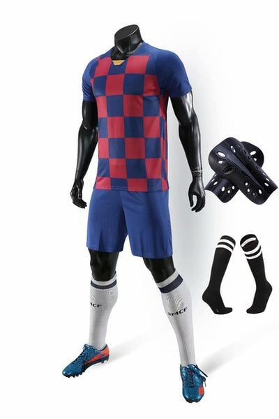 Men running Training Uniforms set with socks and shin guard