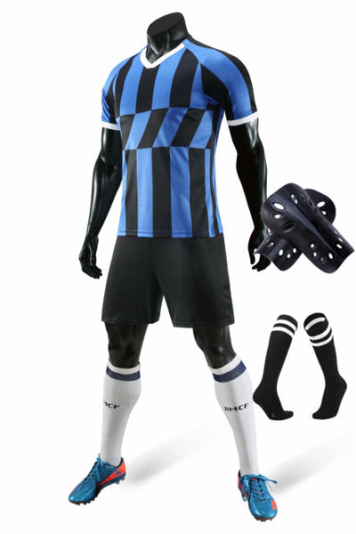 Men running Training Uniforms set with socks and shin guard