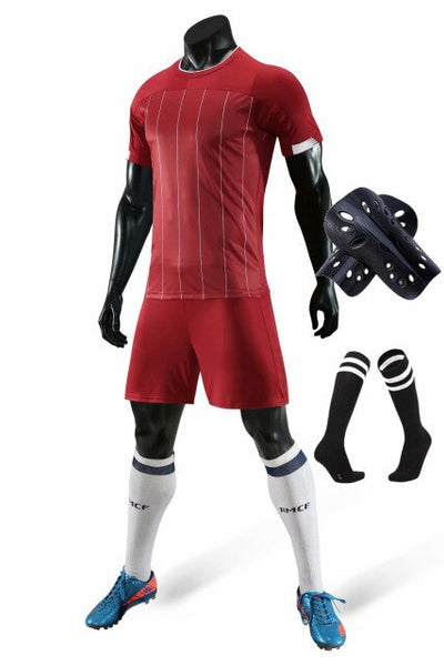 Men running Training Uniforms set with socks and shin guard