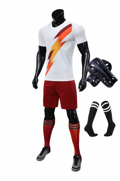 Men running Training Uniforms set with socks and shin guard
