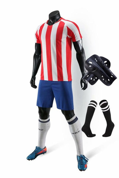 Men running Training Uniforms set with socks and shin guard