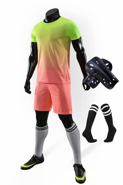 Men running Training Uniforms set with socks and shin guard