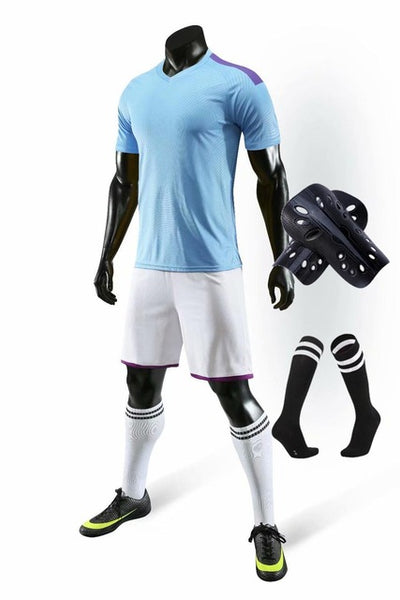Men running Training Uniforms set with socks and shin guard