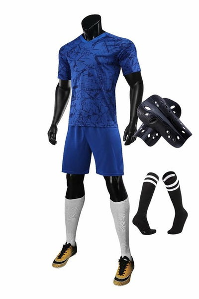 Men running Training Uniforms set with socks and shin guard
