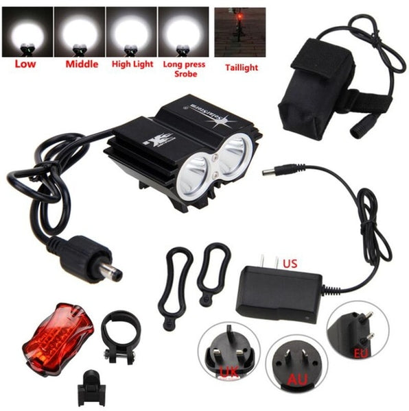 Waterproof Cycling Headlight + Rear Lamp