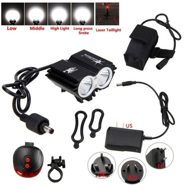 Waterproof Cycling Headlight + Rear Lamp