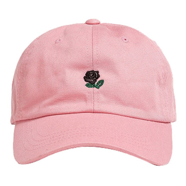 women men rose Embroidery Cotton Baseball Cap