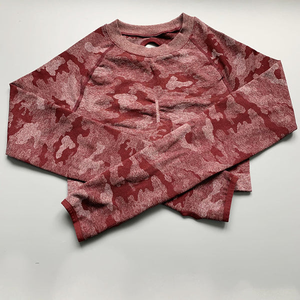 Nepoagym Women Camo Seamless Cropped Top Shirt