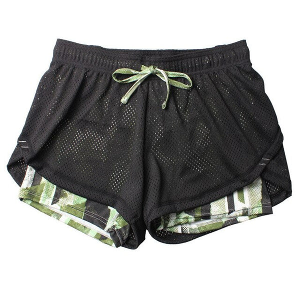 Women Cotton Shorts Mesh Double Layer Fitness Shorts