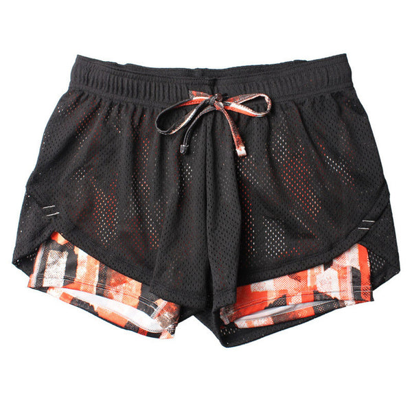 Women Cotton Shorts Mesh Double Layer Fitness Shorts
