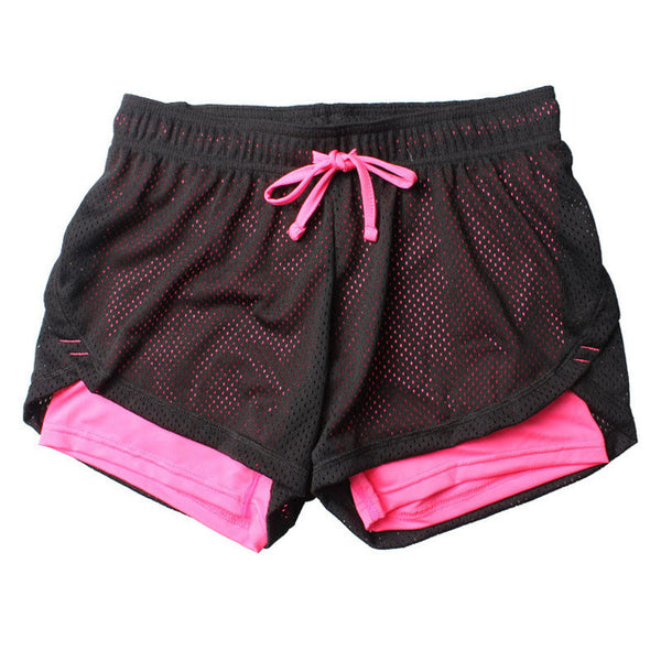 Women Cotton Shorts Mesh Double Layer Fitness Shorts