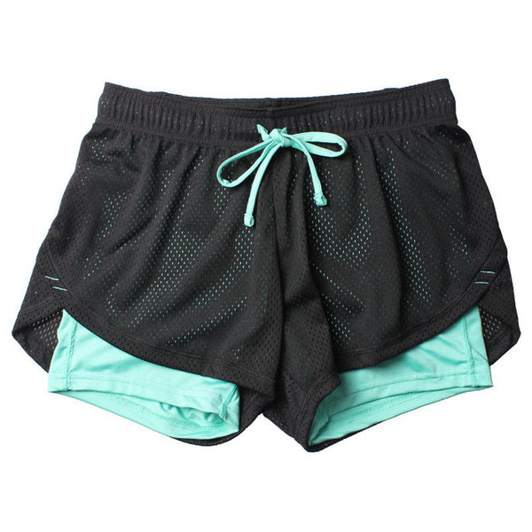 Women Cotton Shorts Mesh Double Layer Fitness Shorts