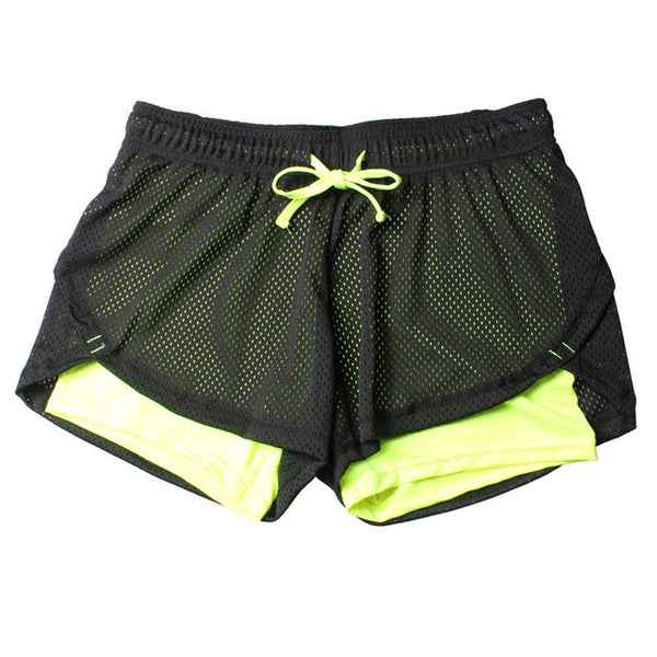 Women Cotton Shorts Mesh Double Layer Fitness Shorts