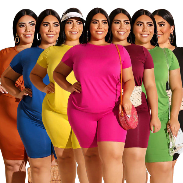 Plus Size Women Sport Set T-shirts + Short Pants