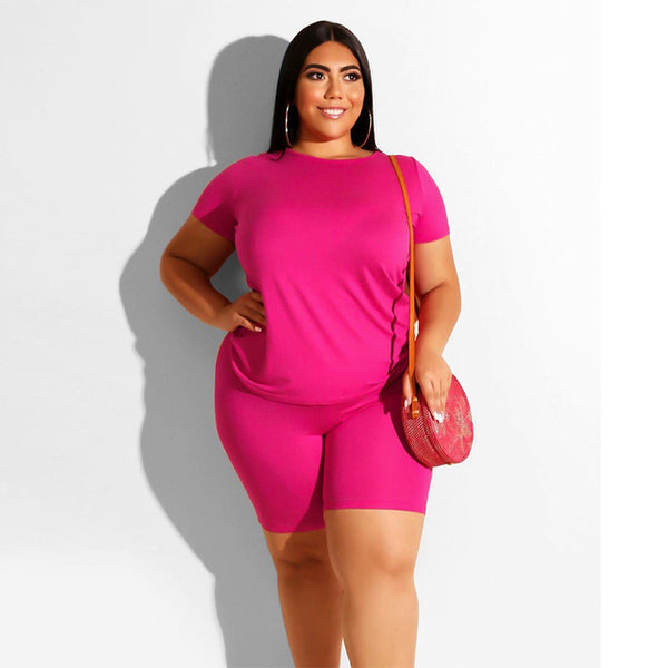 Plus Size Women Sport Set T-shirts + Short Pants