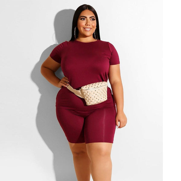 Plus Size Women Sport Set T-shirts + Short Pants