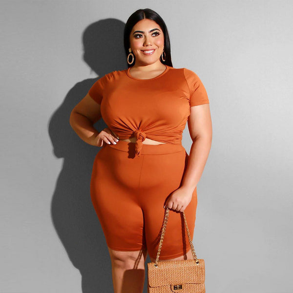 Plus Size Women Sport Set T-shirts + Short Pants