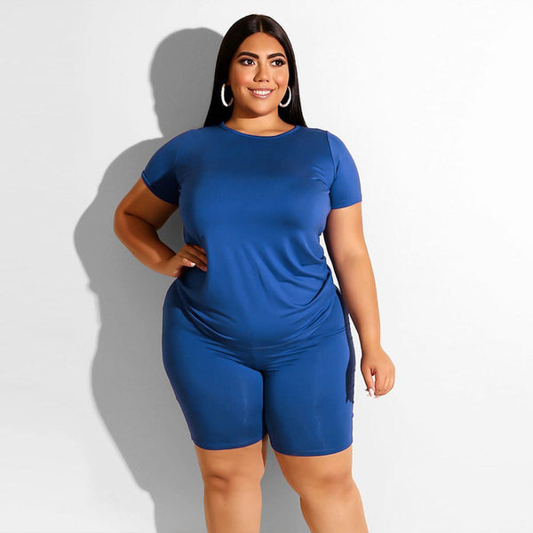 Plus Size Women Sport Set T-shirts + Short Pants