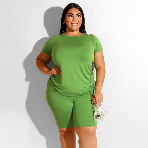 Plus Size Women Sport Set T-shirts + Short Pants