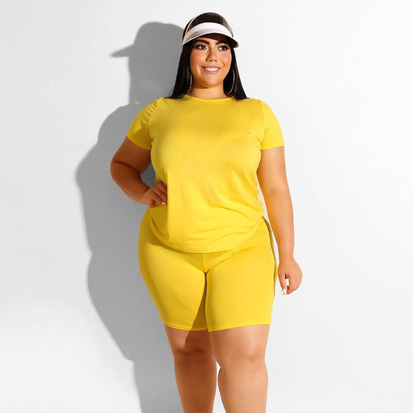 Plus Size Women Sport Set T-shirts + Short Pants