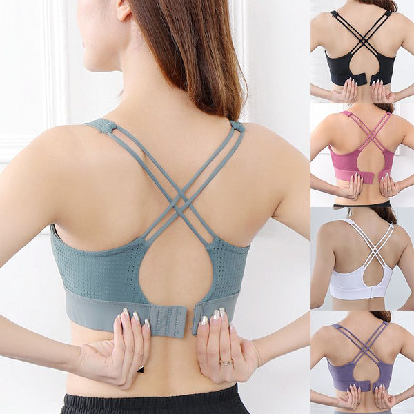 Woman Hollow Out Breathable Sports Bra Push Up