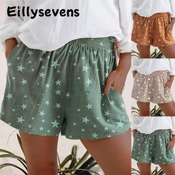 Women Linen Pockets beach Shorts
