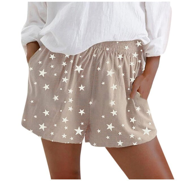 Women Linen Pockets beach Shorts