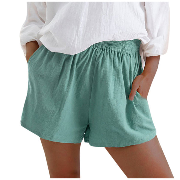 Women Linen Pockets beach Shorts
