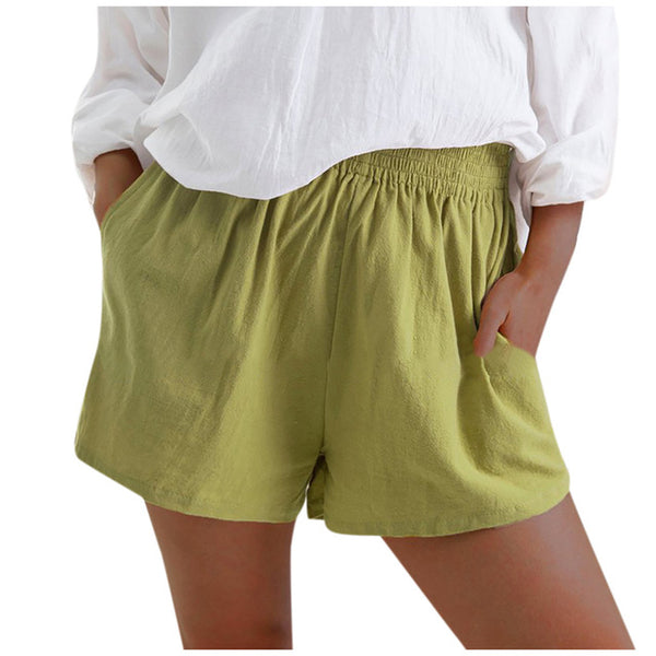 Women Linen Pockets beach Shorts
