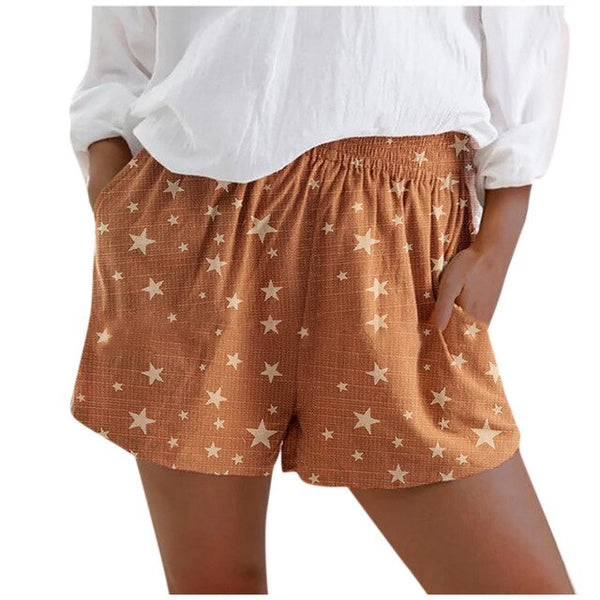 Women Linen Pockets beach Shorts