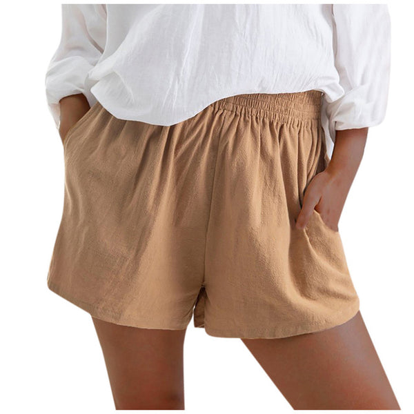 Women Linen Pockets beach Shorts