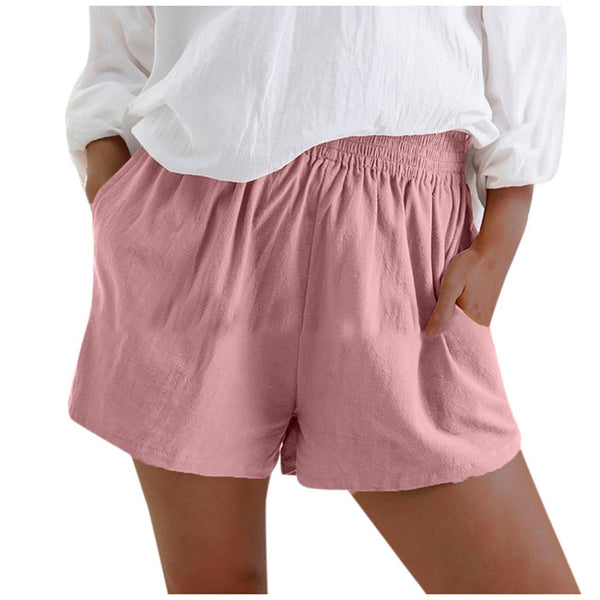 Women Linen Pockets beach Shorts