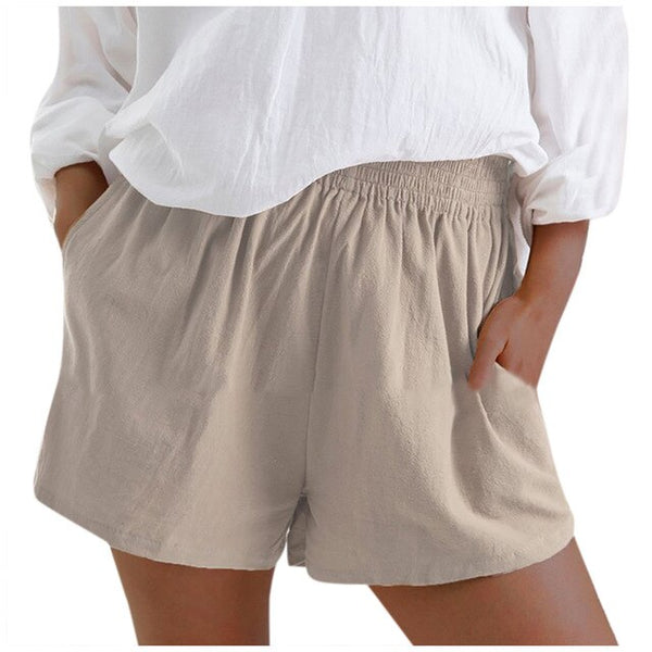 Women Linen Pockets beach Shorts