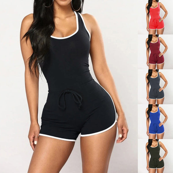 Fitness Yoga Suits Women Sleeveless Sexy Spaghetti Jumpsuit